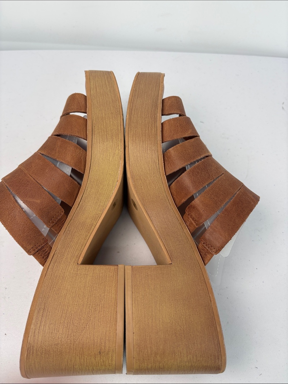 👟 Lucky Brand Tan soft leather Slide Mules with Block Heel - Picture 6 of 9